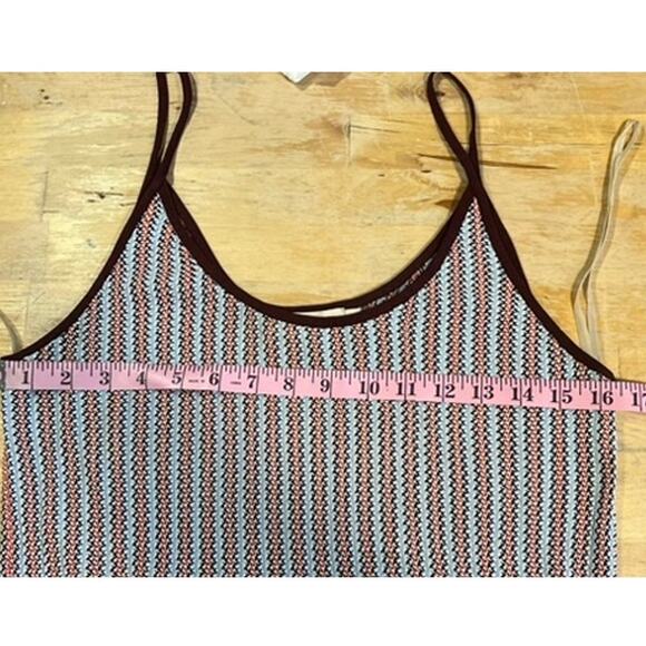 Tory Burch Knit Tank Dress Pre Fall 2016 Sz L Blue White Brown Orange Boho Retro - Picture 9 of 14